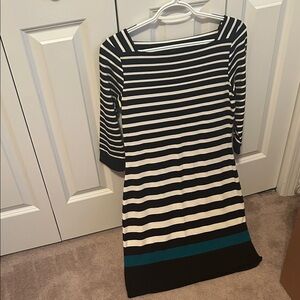 White House Black Market Striped Dress with Teal Detail